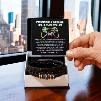 Level-Up Birthday Bracelet for Him – “Love You Forever” Gamer Gift | Encouraging Message for Son, Boyfriend, or Husband - Mallard Moon Gift Shop