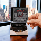 To My Dad Father's Day Gift - Men's Vegan Leather Bracelet with Bold Viking-Inspired “Guiding Light” Message Card -- Meaningful Gift for Dad from Son or Daughter