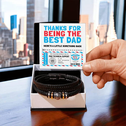 Dad Gift Voucher- Black Braided Leather Men's Bracelet - Mallard Moon Gift Shop