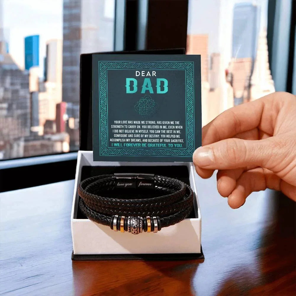Dad I Am Grateful To You Leather Bracelet