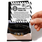 Dad Postcard Gift-Thank You for Teaching Me to Spread My Wings -Braided Leather Men's Bracelet