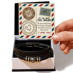 To the Best Taxi Driver – Funny Father’s Day Leather Bracelet Gift for Dad – From the Bravest Bug Hunter to the Most Generous Bank I Know – Black Braided Engraved Dad Bracelet with Gift Box