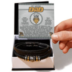 My Loving Dad Birthday, Father's Day Gift - Men's Vegan Leather Bracelet with Viking-Inspired “Foundation Builder” Message Card
