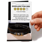 Gift for Fur Dad Belly Rubber Black Braided Leather Men's Bracelet