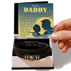 Dear Daddy Men's Vegan Leather Bracelet Birthday, Father's Day Gift with Heartfelt “Just Like You” Message Card for Dad from Son or Daughter