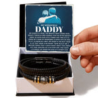 My Wonderful Daddy - Men's Vegan Leather Bracelet with Message Card - Meaningful Gift for Dad from Son or Daughter