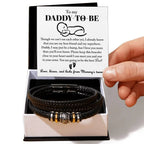 New Daddy to Be Gift -Soon I Will Rest In Your Arms-Braided Leather Men's Bracelet
