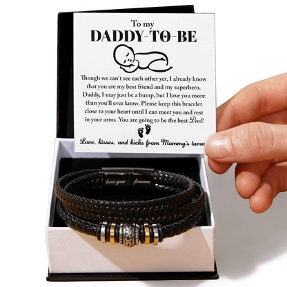 New Daddy to Be Gift -Soon I Will Rest In Your Arms-Braided Leather Men's Bracelet - Mallard Moon Gift Shop