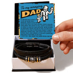 To My Amazing Dad Vegan Leather Bracelet Birthday, Father's Day Gift - with Comic-Style “Handsome Hero” Message Card