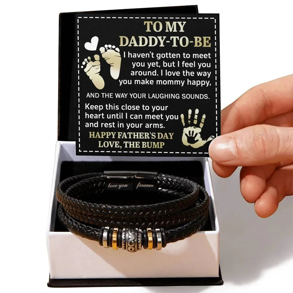 To My Daddy-To-Be Keep This Close To Your Heart Braided Bracelet