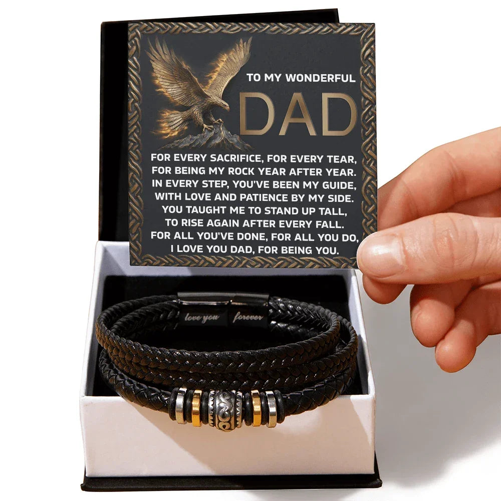 To My Wonderful Dad - Love and Strength Tribute Bracelet for Father - Inspirational ‘Sacrifice & Guidance' Message Card - Thoughtful Father's Day, Birthday, or Just Because Gift from Son or Daughter