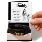 Dear Daddy I Love You in Every Way Leather Braided Men's Bracelet