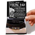 Viking Dad Father's Day, Birthday Gift - Men's Braided Vegan Leather Bracelet with Bold Viking Message Card