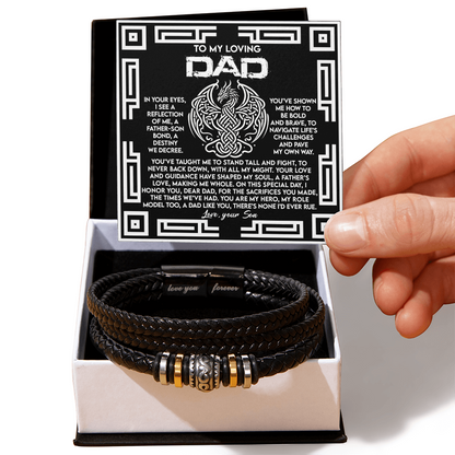 Dad Father's Day Gift from Son - Men's “Love You Forever” Bracelet with Celtic Dragon Message Card - Vegan Leather Beaded Bracelet - Mallard Moon Gift Shop
