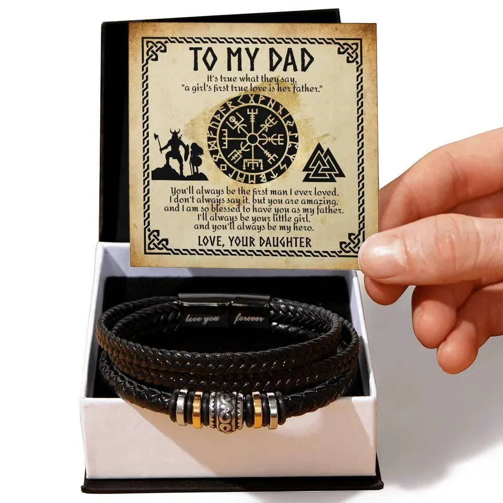 To My Dad - A Girl's First Love is Her Father Leather Bracelet