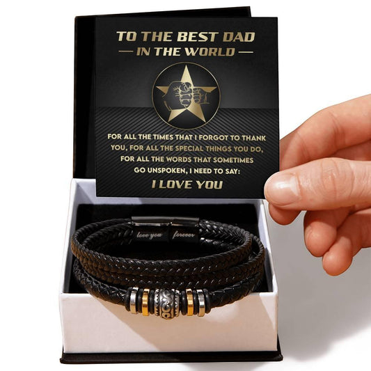 Gift for Dad - I Just Need to Say You Are the Best Dad - Leather Bracelet - Mallard Moon Gift Shop