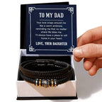 To My Dad Love You Forever Engraved Men's Braided Leather Bracelet – Sentimental Gift from Daughter for Father's Day, Birthday, or Just Because
