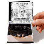 Loyal to the Bone Dad Bracelet – Viking-Inspired Gift for Father from Son or Daughter – Leather Bracelet with Sentimental Message Card