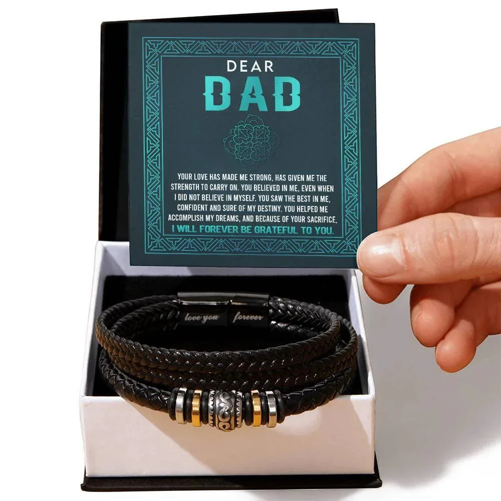 Dad I Am Grateful To You Leather Bracelet