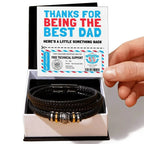 Funny Dad Gift Voucher Bracelet – Free Tech Support Token for the World’s Best Dad – Father’s Day Leather Bracelet Gift from Son or Daughter with Humorous Message Card
