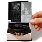 Forever Love Men’s Bracelet – Apology & Forgiveness Gift with Engraved “Love You Forever” Sentiment | Braided Vegan Leather & Stainless Steel