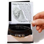 Gift for Fur Dad Happy Pawther's Day Personalized Black Braided Leather Men's Bracelet