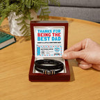 Funny Dad Gift Voucher Bracelet – Free Tech Support Token for the World’s Best Dad – Father’s Day Leather Bracelet Gift from Son or Daughter with Humorous Message Card