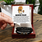 Bonus Dad Father's Day Gift - Men's Love You Forever Bracelet with Grateful Heart Message Card - Braided Vegan Leather Bracelet - Meaningful Stepdad Appreciation Gift