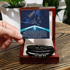 Gift for New Dad - Daddy- We Will Share a Bond Stronger Than Steel-Braided Leather Men's Bracelet