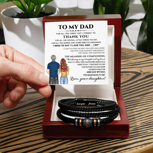 Dad Little Things You Do Leather Braided Men's Bracelet - Mallard Moon Gift Shop