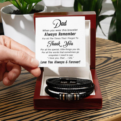 Dad Unspoken Words Leather Braided Men's Bracelet - Mallard Moon Gift Shop