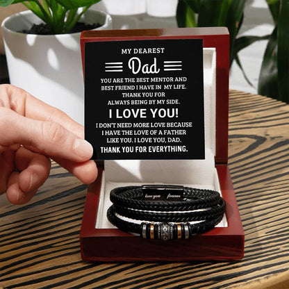Dad My Mentor My Best Friend Leather Braided Men's Bracelet - Mallard Moon Gift Shop