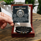 To My Daddy Bear Leather Bracelet with Message Card – Unwavering Belief & Support – Father's Day, Birthday, or Christmas Gift for Dad