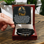 To My Dad from Daughter Birthday, Father's Day Gift - Men's Vegan Leather Bracelet with First Love Message Card