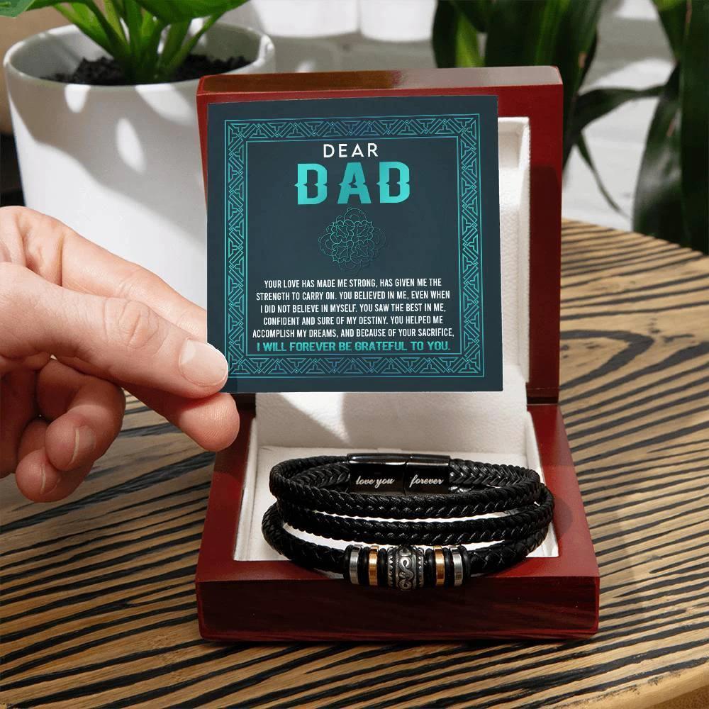 Dad I Am Grateful To You Leather Bracelet