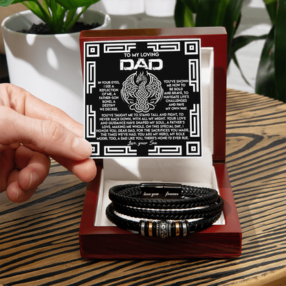 Dad Father's Day Gift from Son - Men's “Love You Forever” Bracelet with Celtic Dragon Message Card - Vegan Leather Beaded Bracelet - Mallard Moon Gift Shop