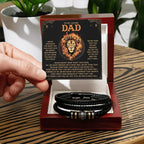 To My Loving Dad Leather Bracelet Gift – Unconditional Love and Appreciation Lion Message Card - Thoughtful Father's Day or Birthday Gift from Son or Daughter