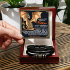 World's Most Powerful Father Gift - Men's Vegan Leather Bracelet with Majestic Dragon Strength Message Card - Unique Gift for Dad from Son or Daughter