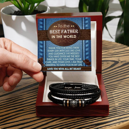 Dad Gift - All My Heart Cowboy Braided Leather Men's Bracelet - Mallard Moon Gift Shop