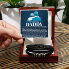 My Wonderful Daddy - Men's Vegan Leather Bracelet with Message Card - Meaningful Gift for Dad from Son or Daughter