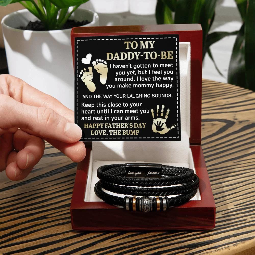To My Daddy-To-Be Keep This Close To Your Heart Braided Bracelet