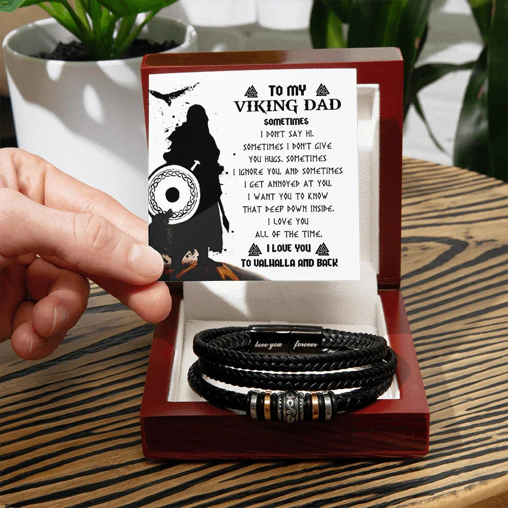 To My Viking Dad Bracelet – Deep Down I Love You All the Time – Norse Father's Day Gift for Strong Dads, Sentimental Keepsake from Son or Daughter