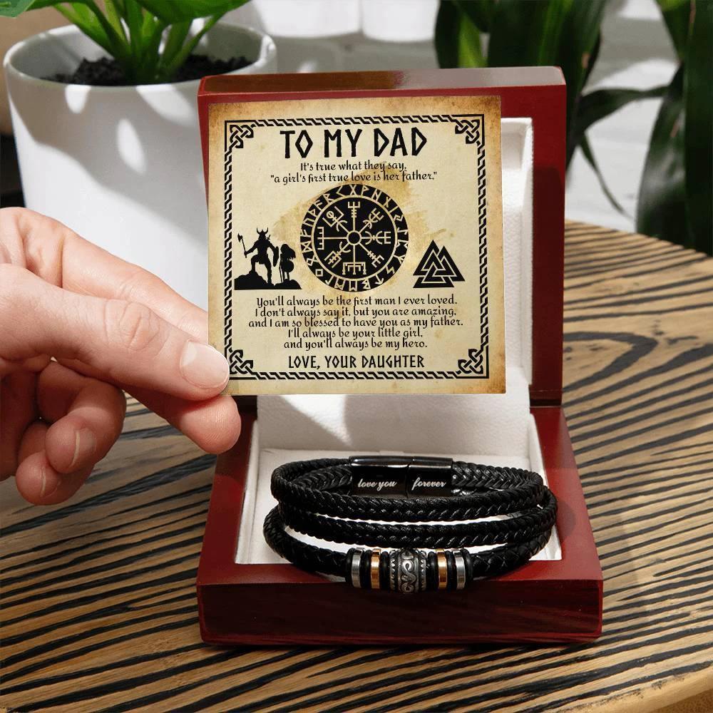 To My Dad - A Girl's First Love is Her Father Leather Bracelet