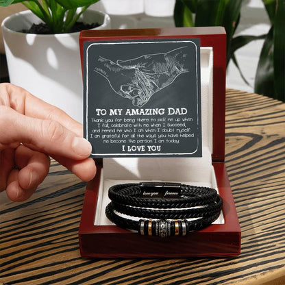 Dad - Pick Me Up Leather Braided Men's Bracelet - Mallard Moon Gift Shop