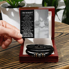 Forever Love Men’s Bracelet – Apology & Forgiveness Gift with Engraved “Love You Forever” Sentiment | Braided Vegan Leather & Stainless Steel
