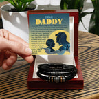 Dear Daddy Men's Vegan Leather Bracelet Birthday, Father's Day Gift with Heartfelt “Just Like You” Message Card for Dad from Son or Daughter