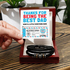 Funny Dad Gift Voucher Bracelet – Free Tech Support Token for the World’s Best Dad – Father’s Day Leather Bracelet Gift from Son or Daughter with Humorous Message Card