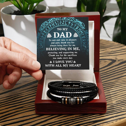 Gift for Dad - In Sun and Rain, Pleasure and Pain Men's Braided Leather Bracelet - Mallard Moon Gift Shop