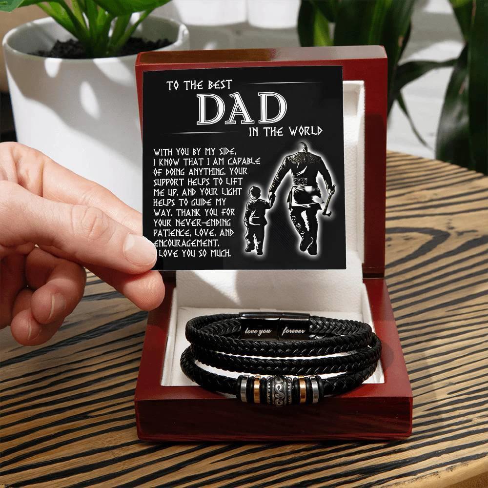 Gift for Dad Leather Bracelet Your Light Guides My Way