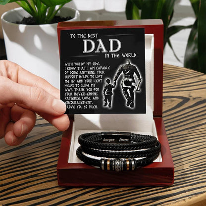 Gift for Dad Leather Bracelet Your Light Guides My Way - Mallard Moon Gift Shop